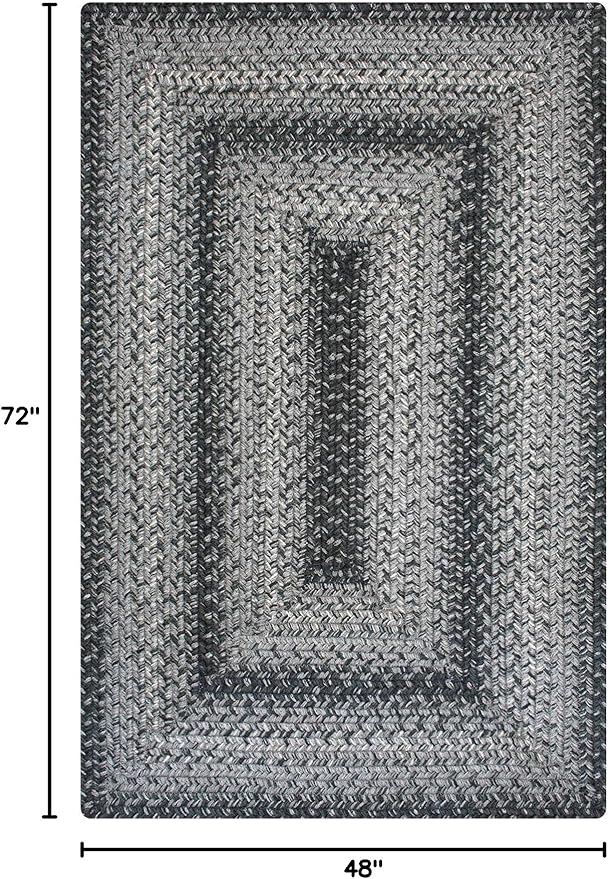 Homespice Flint Hill Hand Braided Rug 4x6' - Primitive Country Rugs for Bedroom and Living Room