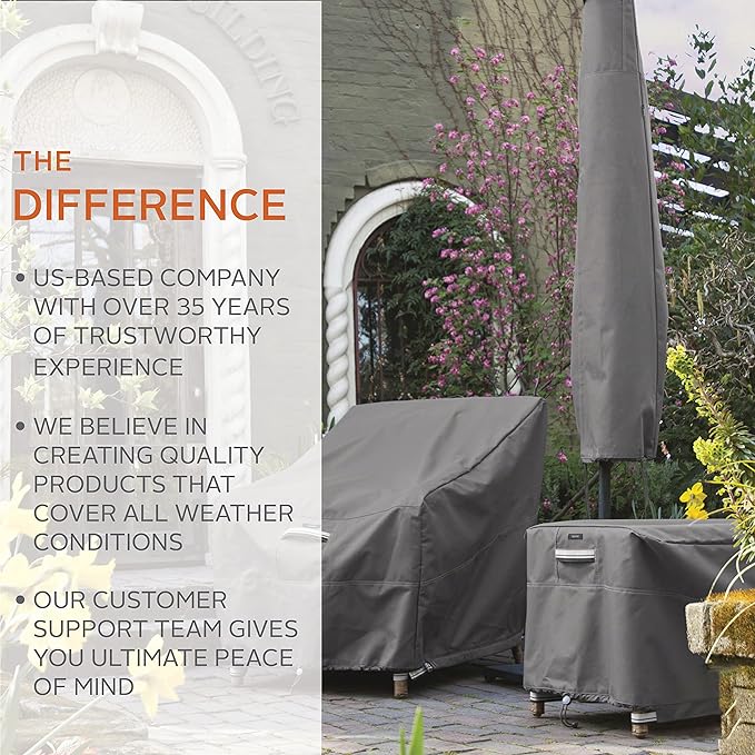 Classic Accessories Ravenna Water-Resistant 88 Inch Rectangular/Oval Patio Table & Chair Set Cover, Medium, Taupe, brown, Outdoor Table Cover