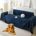HAOMAIJIA Faux Fur Sofa Covers Couch Covers for 3 Cushion Couch Sofa Pet Friendly Soft Non Slip Couch Cover for Dogs Washable Sectional Couch Covers L Shape Furniture Protector (Navy Blue, 71"x150")
