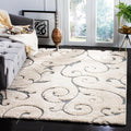 SAFAVIEH Florida Shag Collection Area Rug - 5'3" x 7'6", Beige & Blue Grey, Scroll Design, Non-Shedding & Easy Care, 1.2-inch Thick Ideal for High Traffic Areas in Living Room, Bedroom (SG455-1155)