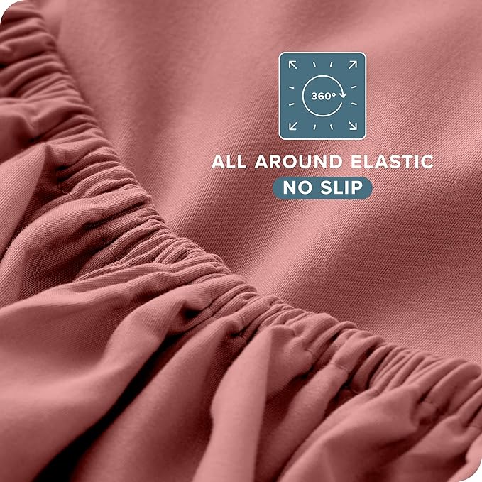 Bare Home Queen Sheet Set - Luxury 1800 Ultra-Soft Microfiber Bed Sheets - Double Brushed - Deep Pockets - Easy Fit - 4 Piece Set - Bedding Sheets & Pillowcases (Queen, Dusty Rose)