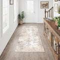 2x6 Washable Runner Rug Beige Grey Neutral Abstract Hallway Kitchen Living Room Bedroom Non Slip Throw Rug Soft Low Pile Indoor Carpet for Entrance Laundry Bathroom