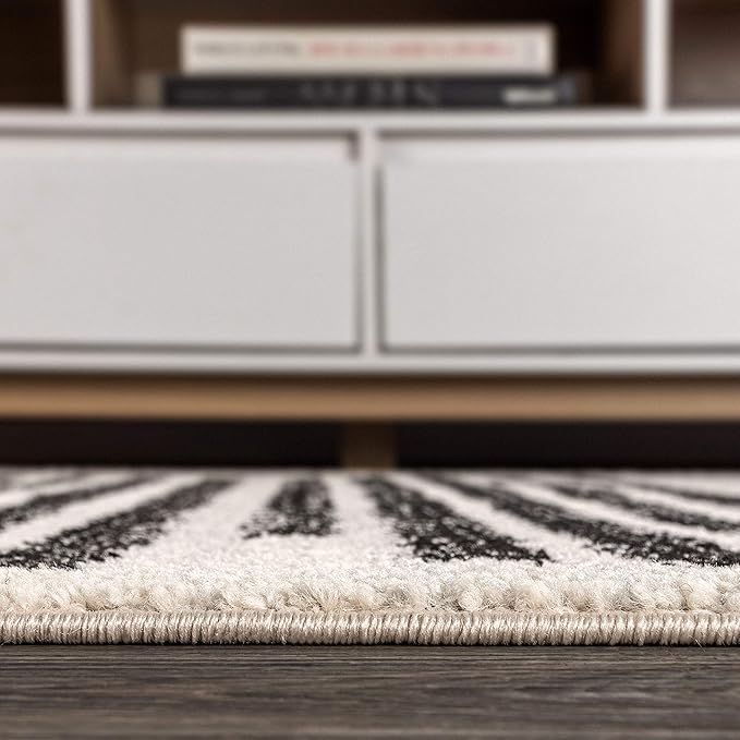 JONATHAN Y Khalil Modern Berber Stripe Cream/Black Indoor Area Rug, 5x8, Contemporary, Bohemian, Easy-Cleaning for Living Room, Bedroom, Kitchen, Pet Friendly, Non-Shedding (MOH207A-5)