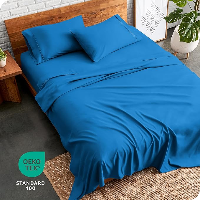 Bare Home Full Sheet Set - Luxury 1800 Ultra-Soft Microfiber Full Bed Sheets - Double Brushed - Deep Pockets - Easy Fit - 4 Piece Set - Bedding Sheets & Pillowcases (Full, Medium Blue)