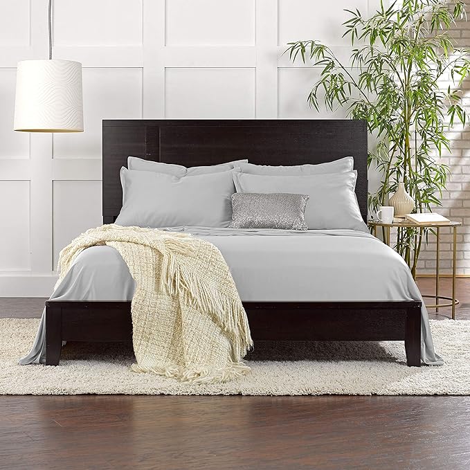 King Sheets by Pure Bamboo, Genuine 100% Organic Viscose Derived from Bamboo Bed Sheet Set, Luxuriously Soft & Cooling, Double Stitching, Lifetime Quality Promise (King, Silver Pearl)
