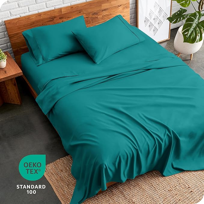 Bare Home Split King Sheet Set - 1800 Ultra-Soft Microfiber Bed Sheets - Double Brushed - Deep Pockets - Easy Fit - 5 Piece Set - Bed Sheets & Pillowcases (Split King, Emerald)