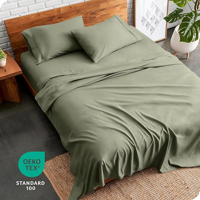 Bare Home Split Head Flex King Sheet Set - 1800 Ultra-Soft Microfiber Bed Sheets - Double Brushed - Deep Pockets - Easy Fit - 4 Piece Set - FlexTop King Bedding Sheets (Split Head Flex King, Sage)