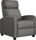 Yaheetech Fabric Recliner Chair Sofa Ergonomic Adjustable Single Sofa with Thicker Seat Cushion Modern Home Theater Seating for Living Room Matte Grey