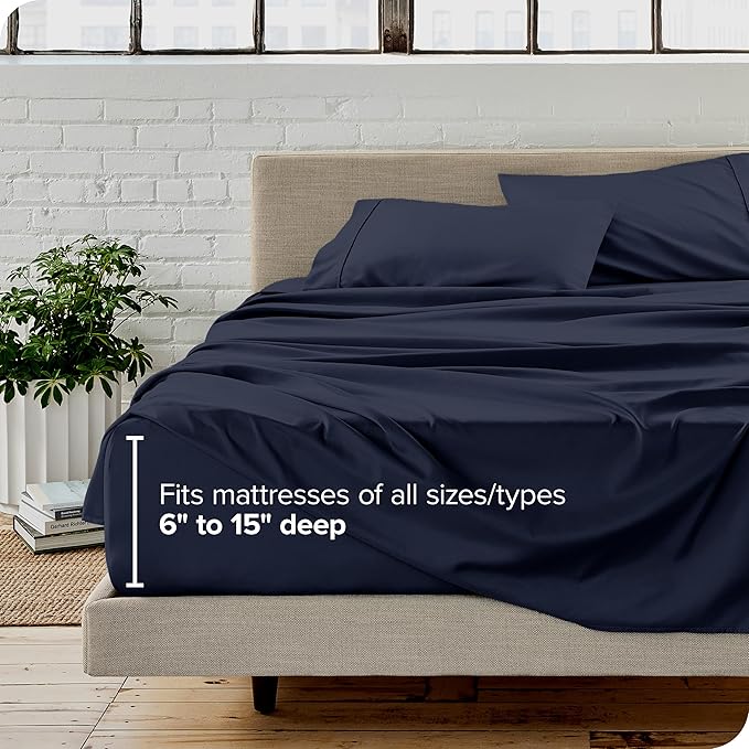 Bare Home Full Sheet Set - Luxury 1800 Ultra-Soft Microfiber Full Bed Sheets - Double Brushed - Deep Pockets - Easy Fit - 4 Piece Set - Bedding Sheets & Pillowcases (Full, Midnight Blue)
