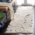 SAFAVIEH Florida Shag Collection Runner Rug - 2'3" x 21', Cream & Blue, Scroll Design, Non-Shedding & Easy Care, 1.2-inch Thick Ideal for High Traffic Areas in Living Room, Bedroom (SG455-1165)