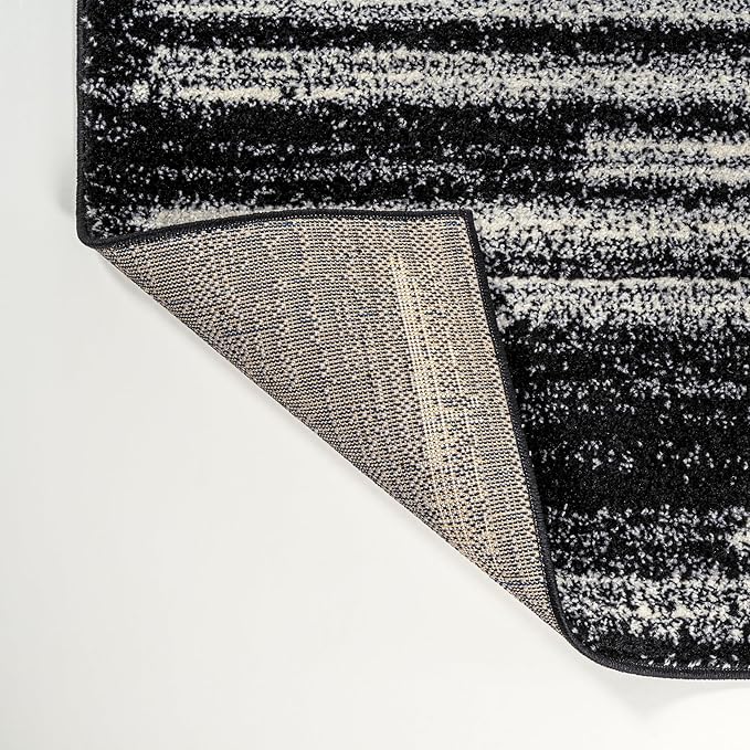 JONATHAN Y Khalil Modern Berber Stripe Black/Cream Indoor Area Rug, 5x8, Contemporary, Bohemian, Easy-Cleaning for Living Room, Bedroom, Kitchen, Pet Friendly, Non-Shedding (MOH207F-5)