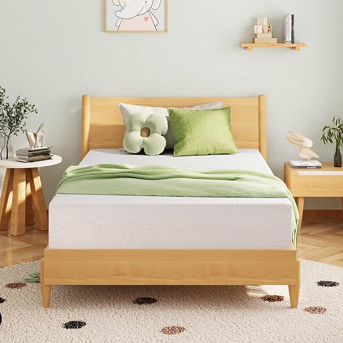 6 Inch Full Size Mattress for Kids, Memory Foam Mattress with Cooling Green Tea Gel, Relieve Pressure with Medium Firm Support, CertiPUR-US Certified, 75''L x 54''W, White