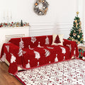 MYSKY HOME 71X102 inches Chair Christmas Couch Cover, Sectional Sofa Covers Sofa Slipcover for 1 Cushion Couch, L Shape Couch Covers for Dogs, Kids, Washable Sofa Blanket, Furniture Protector, Red