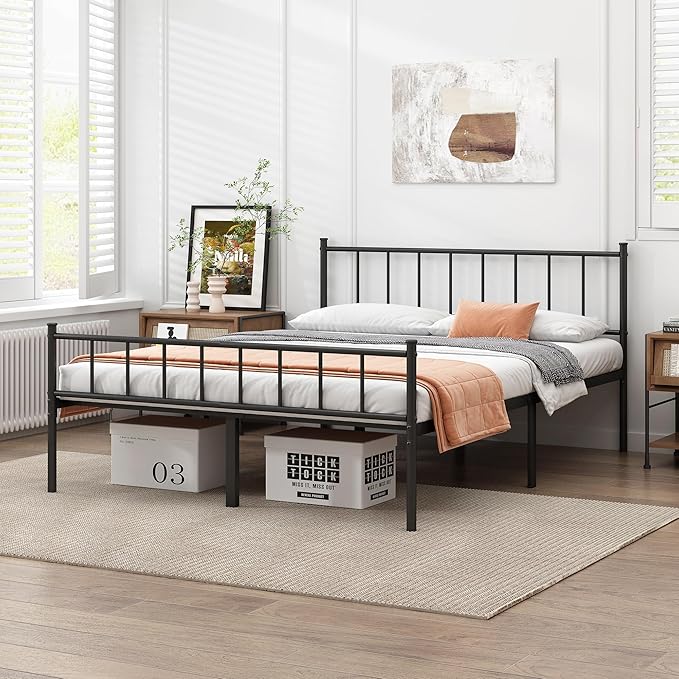 Full Bed Frame-Classic Metal Platform Bed Frame,Mattress Foundation with Steel Slat Support,Under Foundation Storage,No Box Spring Needed, Easy Assembly, Full Size