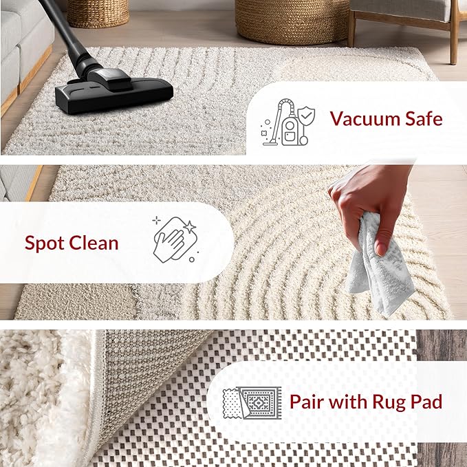 nuLOOM Gloria Abstract Shag Runner Rug, 2' 8" x 8', Beige