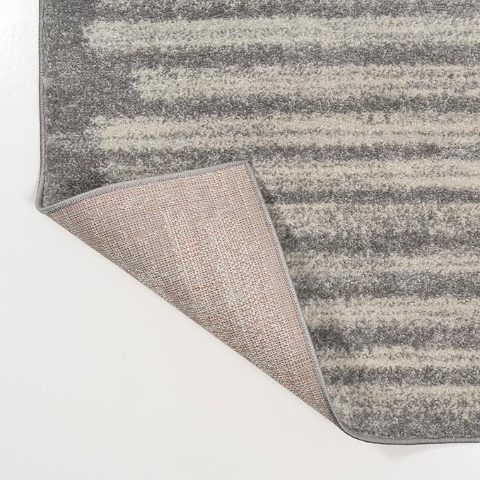 JONATHAN Y Khalil Modern Berber Stripe Gray/Cream Indoor Area Rug, 5x8, Contemporary, Bohemian, Easy-Cleaning for Living Room, Bedroom, Kitchen, Pet Friendly, Non-Shedding (MOH207G-5)