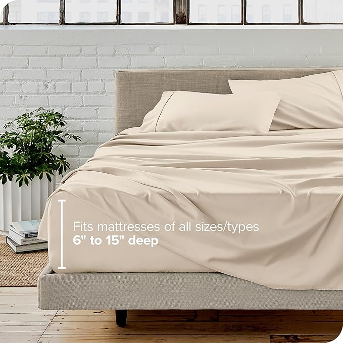 Bare Home California King Sheet Set - 1800 Ultra-Soft Microfiber Cal King Bed Sheets - Double Brushed - Deep Pockets - Easy Fit - 4 Piece Set - Bed Sheets (California King, Sand)