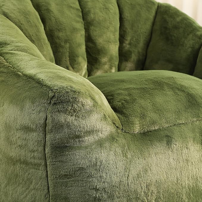 Furniliving Bean Bag Chair, Giant Bean Bag Chair Stuffed Floor Sofa for Adults Comfy Bean Bag Sofa with Back Support, Oversized Bean Bag Couch for Living Room Bedroom Dorm Office, Faux Leather, Green