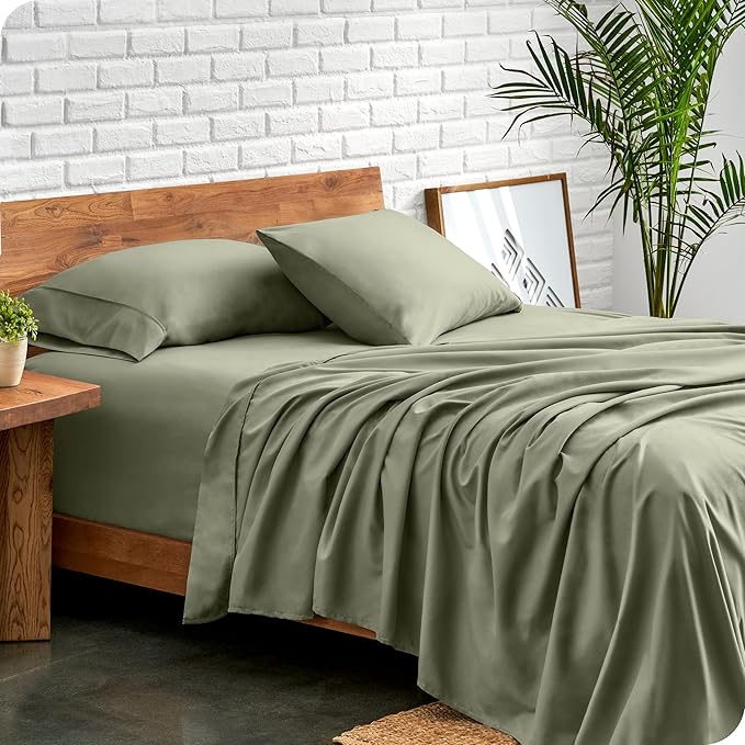Bare Home Twin Sheet Set - 1800 Ultra-Soft Microfiber Twin Bed Sheets - Double Brushed - Deep Pockets - Easy Fit - Extra Soft - 3 Piece Set - Bedding Sheets & Pillowcases (Twin, Sage)