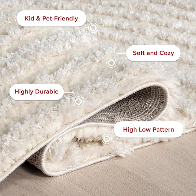 nuLOOM Gloria Abstract Shag Area Rug, 6' 7" x 9', Beige