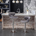 Roundhill Furniture Masaccio Velvet Upholstered Adjustable Swivel Barstool, Set of 2, Gray