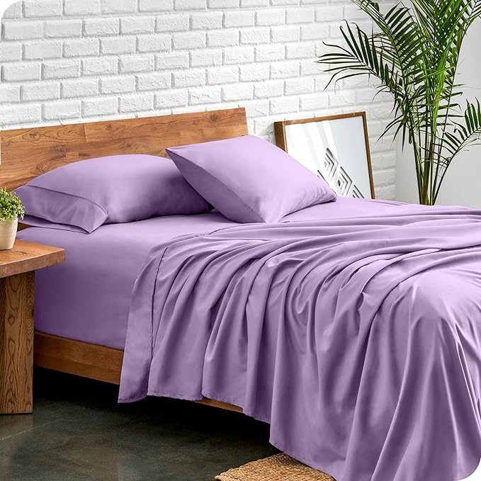 Bare Home Full XL Sheet Set - Luxury 1800 Ultra-Soft Microfiber Full Extra Long Bed Sheets - Double Brushed - Deep Pockets - Easy Fit - 4 Piece Set - Bedding Sheets & Pillowcases (Full XL, Lavender)