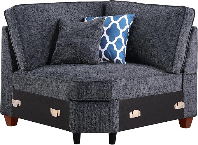 127" L-Shaped Sectional Couch with Movable Ottoman&6 Throw Pillows,7 Seat Chenille Upholstered Sofa W/2 Cup Holder,USB Port&Hidden Storage Box,DIY Combination,for Living Room,Apartment,Dark Gray