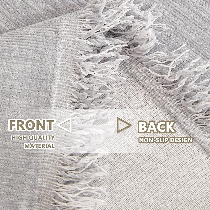 MYSKY HOME Sofa Cover for Dogs, Washable Boho Couch Cover Blanket, Thick Durable Tassel Water Resistant Furniture Protector, 71"x 118", Light Grey