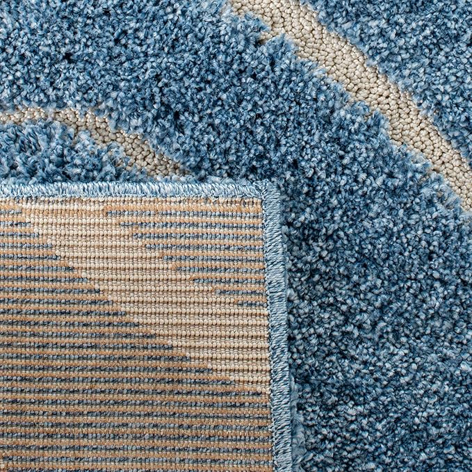 SAFAVIEH Florida Shag Collection Runner Rug - 2'3" x 15', Light Blue & Cream, Scroll Design, Non-Shedding & Easy Care, 1.2-inch Thick Ideal for High Traffic Areas in Living Room, Bedroom (SG455-6011)