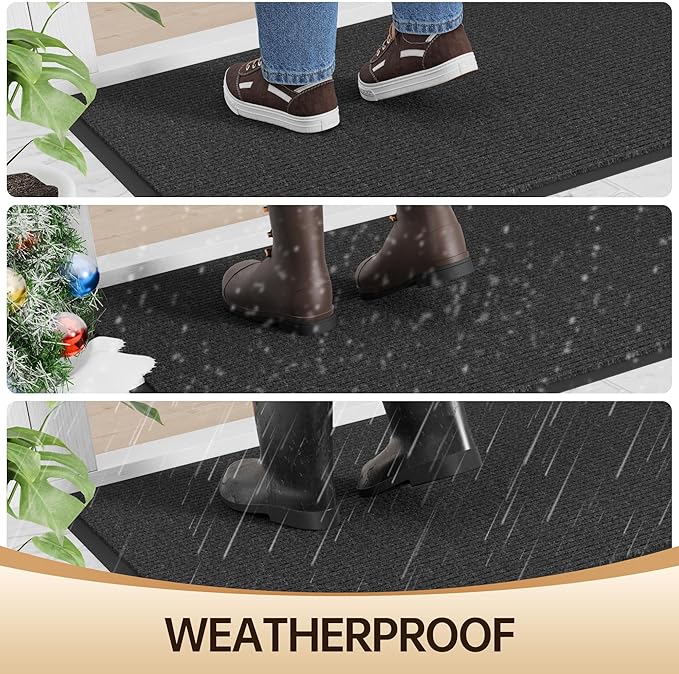 Amyracel Front Door Mat Indoor Outdoor Entrance, 36" x 60" All-Season Waterproof Heavy Duty Doormat for Outside Entry, Stain and Fade Resistant, Low Profile, Easy Clean Patio Entryway Mat