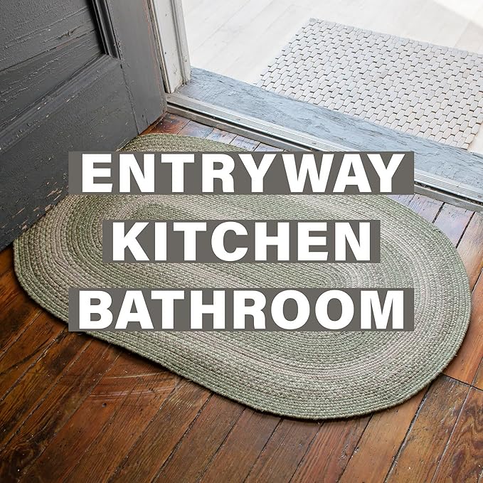 Grassland Oval Woven Rug 27x45 - Country Style Braided Indoor Entryway Rug for Rustic Decor