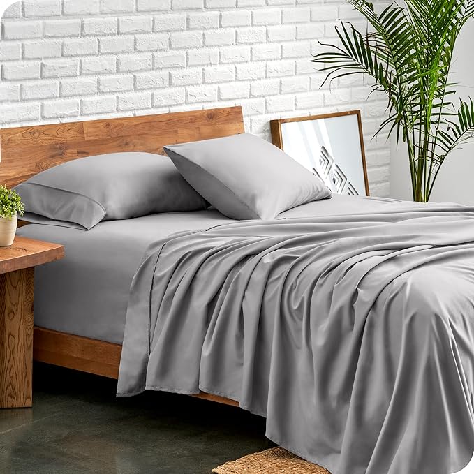 Bare Home Sheet Set - College Dorm Size - Luxury 1800 Ultra-Soft Microfiber Twin Extra Long Bed Sheets - Deep Pockets - Easy Fit - Extra Soft - 3 Piece Set (Twin XL, Light Grey)
