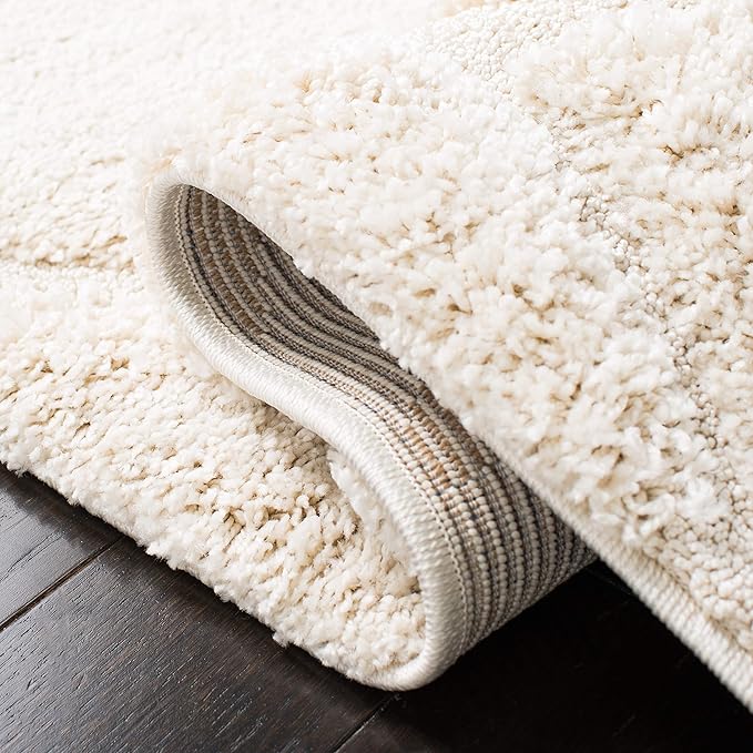 SAFAVIEH Florida Shag Collection Area Rug - 6' x 9', Creme & Creme, Scroll Design, Non-Shedding & Easy Care, 1.2-inch Thick Ideal for High Traffic Areas in Living Room, Bedroom (SG455-1111)