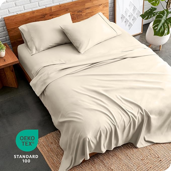 Bare Home California King Sheet Set - 1800 Ultra-Soft Microfiber Cal King Bed Sheets - Double Brushed - Deep Pockets - Easy Fit - 4 Piece Set - Bed Sheets (California King, Sand)
