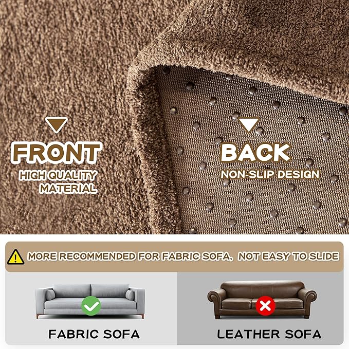 MYSKY HOME Sofa Slipcovers, Sofa Covers Washable, Couch Cover for 3-4 Cushion Couch Sofa, Dog Couch Cover Non Slip Soft Furniture Protector, 91"x 150", Dark Brown