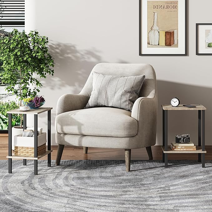 TUTOTAK End Table, Side Table, Nightstand, 2-Tier Storage Shelf, Sofa Side Table for Small Space, Living Room, Bed Room TB01BG034