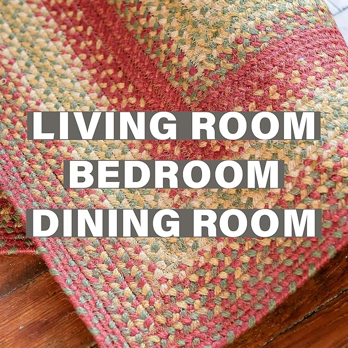 Cider Barn Cranberry Red Braided Oval Rug, Jute, 4x6' - Perfect Country Rustic Decor for Entryway, Bedroom, Everywhere