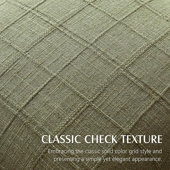 Foindtower Set of 2 Decorative Linen Check Throw Pillow Covers Neutral Farmhouse Vintage Cushion Covers Modern Boho Home Decor for Sofa Chair Couch Bedroom Living Room Outdoor,20×20 Inch,Sage Green