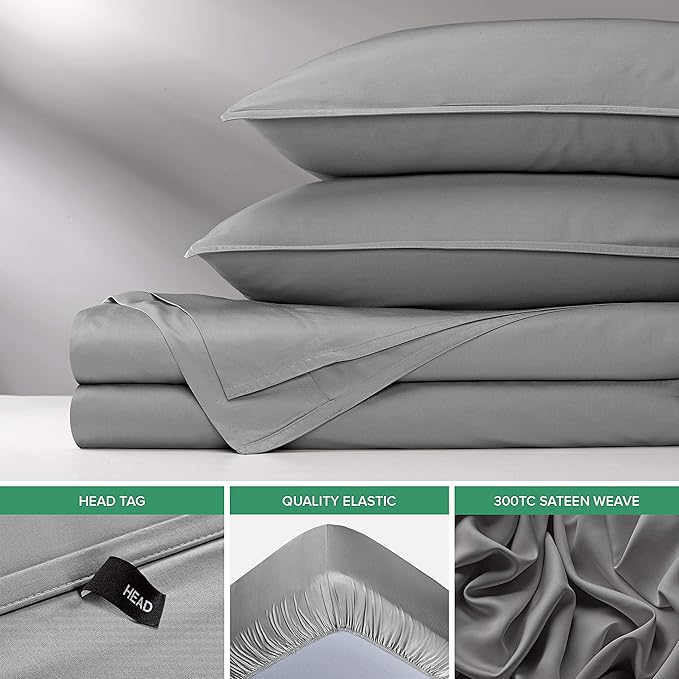 King Sheets by Pure Bamboo, Genuine 100% Organic Viscose Derived from Bamboo Bed Sheet Set, Luxuriously Soft & Cooling, Double Stitching, Lifetime Quality Promise (King, Stone Grey)
