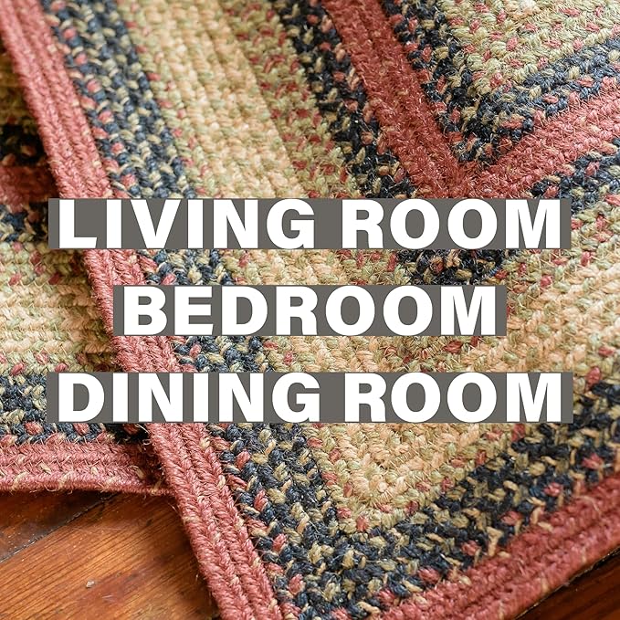 Homespice Highland Multi Color Jute Braided Area Rugs, 8x10' Rectangle - Warm Country and Cabin Decor, Perfect for Living Rooms and Bedrooms - Pet Friendly and Easy to Clean