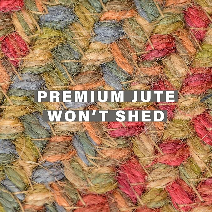 Azalea Multi Color Oval Braided Rug, Jute, 2x3' - Perfect Country Primitive Decor for Entryway, Kitchen, Everywhere