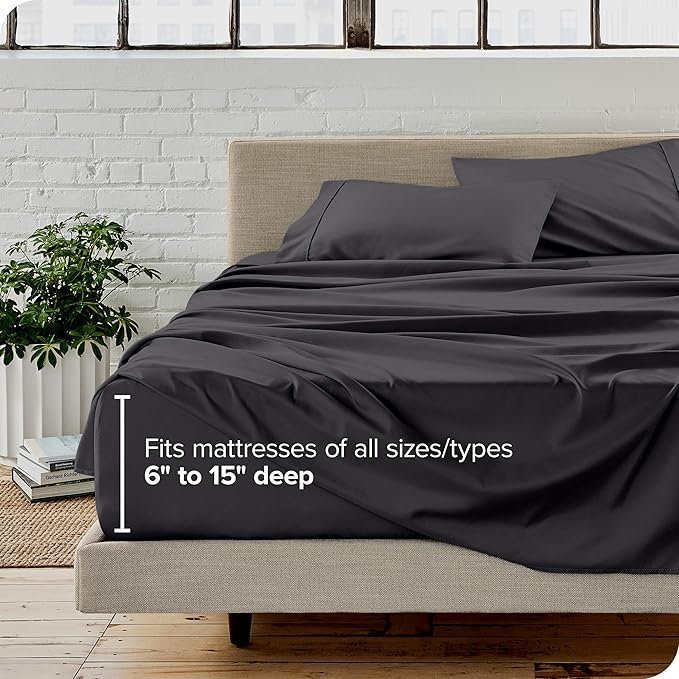 Bare Home King Sheet Set - 1800 Ultra-Soft Microfiber King Bed Sheets - Double Brushed - Deep Pockets - Easy Fit - Extra Soft - 4 Piece Set - Bedding Sheets & Pillowcases (King, Forged Iron Grey)
