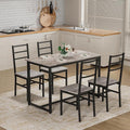 Ball & Cast Dining Table Set with Long Table and 4 Chairs,5-Piece Living Room Furniture W/ 47" Rectangle Kitchen Table & Backrest Chair,for Small Space,Apartment,Dining Room,Gray