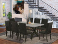 East West Furniture X697FL624-9 9 Piece Dining Room Furniture Set Includes a Rectangle Dining Table with X-Legs and 8 Black Linen Fabric Upholstered Chairs, 40x72 Inch, Multi-Color