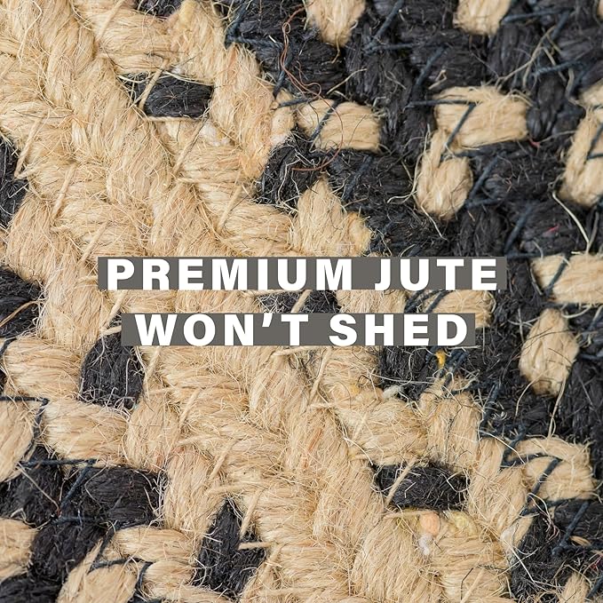 Manchester Black Braided Oval Rug, Jute, 4x6' - Perfect Country Primitive Decor for Entryway, Bedroom, Everywhere