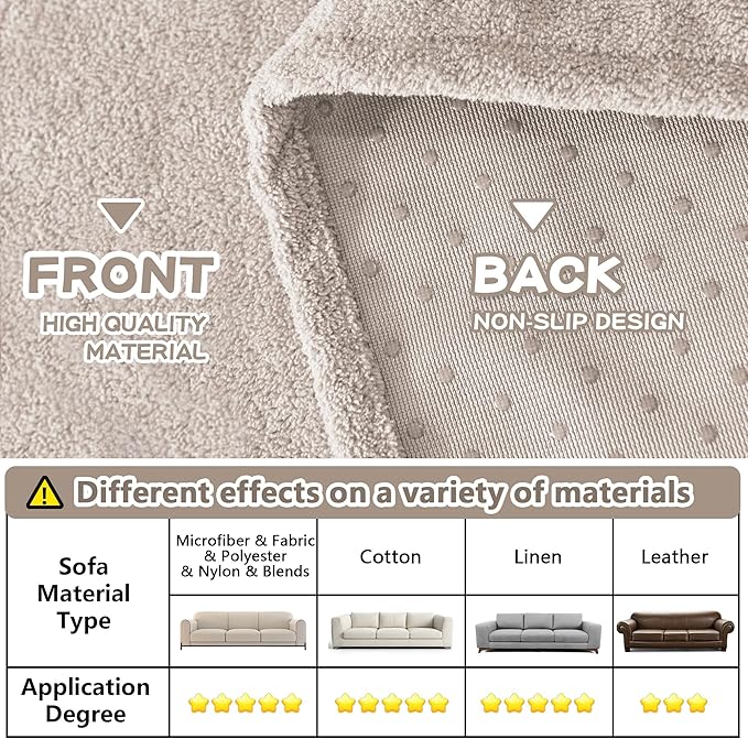 MYSKY HOME Couch Cover Couch Covers for 3 Cushion Couch Sofa Pet Friendly Sectional Couch Covers L Shape Dog Couch Cover Protector for Sectional Sofa Covers Couch Protector, 91" x 150", Oat