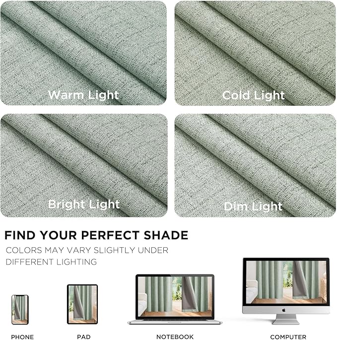 Joydeco 100% Blackout Curtains for Bedroom - Natural Linen Curtains 37" W x 63" L Long, Thermal Insulated 2 Panels Light Blocking Drapes, Rod Pocket & Back Tabs, Darkening Privacy for Living Room