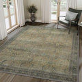 10X14 Area Rugs Machine Washable Rugs for Living Room, Vintage Boho Large Rugs for Bedroom Dining Room, Non Slip Indoor Soft Distressed Lightweight Thin Low Pile Carpet, Vintage Sunset