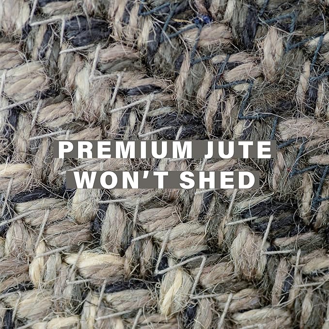 Flint Hill Braided Oval Rugs 20x30 - Gray Jute Entryway Rug for Primitive Decor