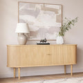 WERMO 71’’ Sideboard Storage Cabinet with Doors and Shelves - Wood Credenza for Living Room, Bedroom, Entryway and Home Office Cabinet. Kitchen Buffet, Modern Media Console Table with Storage (Oak)